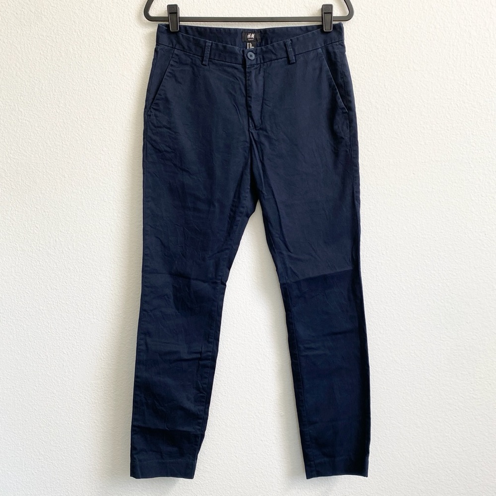 H&M Men's Dark Blue Slim Fit Chino Pants Size 32R